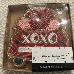 Nicole Miller Coasters set of 4 Valentines xoxo